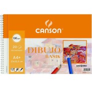 Canson Bloc de Dibujo Basik A4 con Recuadro - Album de Espiral Microperforado - 23x32.5 cm - 120 Hojas - 130g - Color Blanco