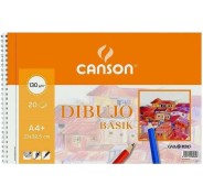 Canson Bloc de Dibujo Basik Liso A4 - Album de Espiral Microperforado - 23x32.5 cm - 120 Hojas - 130g - Color Blanco