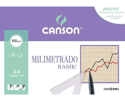 Canson Minipack de 12 Hojas A4 - Milimetrado Basik - 21x29.7cm - 100g - Color Sepia