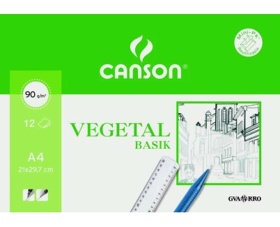 Canson Vegetal Basik Minipack de 12 Hojas A4 - 21x29.7cm - 95g - Color Transparente