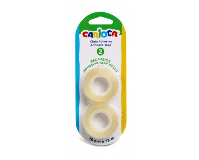 Carioca Blister Pack de 2 Cintas Adhesivas Transparentes - No Amarillea con el Tiempo - Ideal para Papel y Carton - Color Transparente