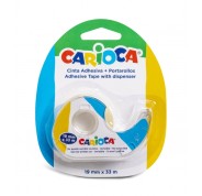 Carioca Portarollos + Cinta Adhesiva Transparente 19mm x 33m - No Amarillea con el Tiempo - Ideal para Papel y Carton