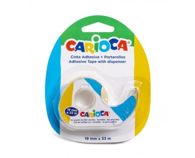 Carioca Portarollos + Cinta Adhesiva Transparente 19mm x 33m - No Amarillea con el Tiempo - Ideal para Papel y Carton