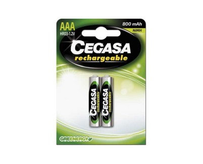 Cegasa HR03 Pack de 2 Pilas Recargables AAA - Tecnologia Rtu - Mantiene 85% de Energia Tras un Año