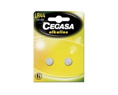 Cegasa LR44 Pack de 2 Pilas LR44 1.5V - Ideal para Mandos a Distancia, Juguetes y Termometros Digitales