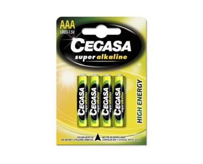 Cegasa Super Alcaline Pack de 4 Pilas LR03 AAA - Alta Tecnologia - Fiabilidad - Elevado Rendimiento - Maximas Prestaciones