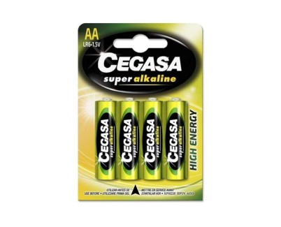 Cegasa Super Alkaline Pack de 4 Pilas LR6 AA -  Alto Rendimiento - Fiabilidad - Tecnologia Avanzada