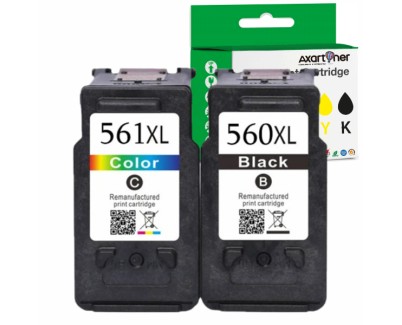 Compatible Pack Canon PG560XL Negro + CL561XL Tricolor Cartuchos de Tinta PG560 CL561