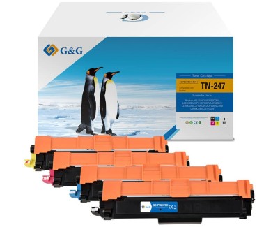 G&G Brother TN247 / TN243 Pack x4 Cartuchos de Toner Genericos para MFC-L3750CDW L3770CDW L3710CW DCP-L3550CDW L3510CDW L3210CW HL-L3230CDW