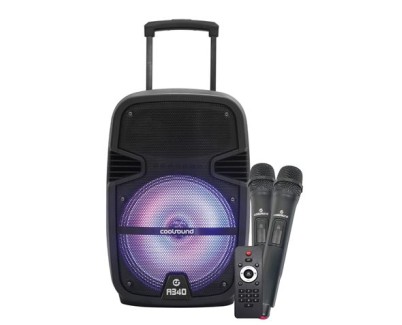 Coolsound A340 Altavoz Amplificado Bluetooth 250W 8\" - USB, Entrada Mic. Jack 6.3mm - Iluminacion LED - 2 Microfono Incluidos - Asa y Ruedas de Transporte - Mando a Distancia