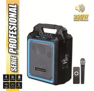 Coolsound Pro 200 Altavoz Autoamplificado Bluetooth 200W 6.5\" 60W RMS con Bateria - USB, SD, Entrada Mic. Jack 6.3mm - 1 Microfono Serie Pro Cool - Autonomia hasta 3.5h - Asa de Transporte - Mando a Distancia