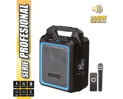 Coolsound Pro 200 Altavoz Autoamplificado Bluetooth 200W 6.5\" 60W RMS con Bateria - USB, SD, Entrada Mic. Jack 6.3mm - 1 Microfono Serie Pro Cool - Autonomia hasta 3.5h - Asa de Transporte - Mando a Distancia