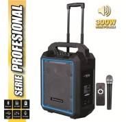 Coolsound Pro 300 Altavoz Autoamplificado Bluetooth 300W 10\" 80W RMS con Bateria - USB, SD, Entrada Mic. Jack 6.3mm - 1 Microfono Serie Pro Cool - Autonomia hasta 4h - Asa y Ruedas de Transporte - Mando a Distancia