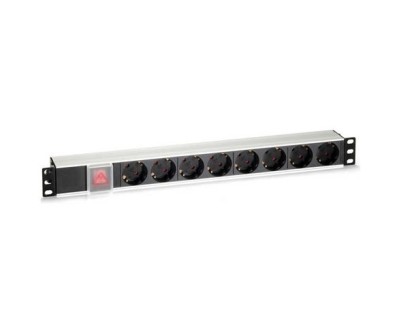 Cromad Regleta 8 Shuckos para Montaje en Rack 19\" 1U - Interruptor On/Off - Carcasa de Aluminio - Cable de 1.80m