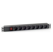 Cromad Regleta 8 Shuckos para Montaje en Rack 19\" 1U - Interruptor On/Off - Carcasa de Plastico - Cable de 1.80m