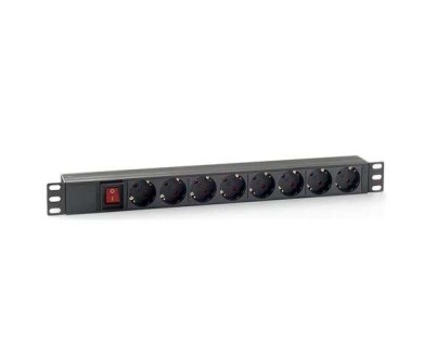 Cromad Regleta 8 Shuckos para Montaje en Rack 19\" 1U - Interruptor On/Off - Carcasa de Plastico - Cable de 1.80m