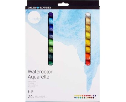 Daler Rowney Simply Pack de 24 Acuarelas 12ml - Se Humedecen Facilmente - Colores Surtidos