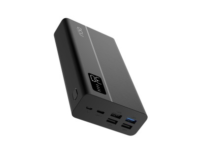 DCU Tecnologic Power Bank 4 Salidas USB Power Delivery 20W + Quick Charge 22.5W 30000Mah - Carga Rapida y Eficiente - Gran Capacidad de 30000mAH - Diseño Compacto y Ligero - Color Negro