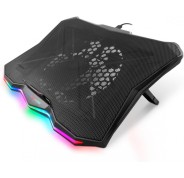 DeepGaming RBW-17 Base de Refrigeracion para Portatil hasta 17\" - Ventilador de 17.5cm - 7 Posiciones de Inclinacion - Iluminacion LED Rainbow - 2 Puertos USB 2.0