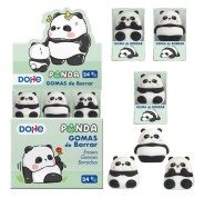 Dohe Expositor de 24 Gomas de Borrar Diseño Panda - Fabricada en PVC - Suave y Agradable Tacto - Envasadas Individualmente