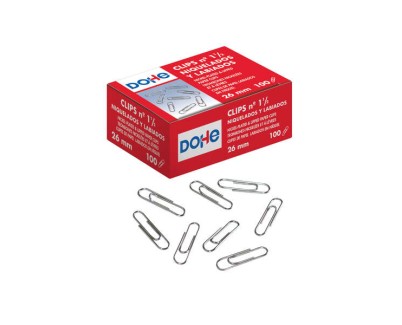 Dohe Pack de 100 Clips Labiados Nº1 1/2 26mm - Niquelados