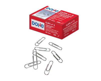 Dohe Pack de 100 Clips Labiados Nº2 32mm - Niquelados