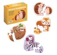 Dohe Pack de 4 Puzzles para Niños de 4/5 Piezas - Tematica Animales - Doble Capa de Carton - Capa Intermedia de Contrachapado - Estimula Imaginacion - A partir de 2 Años