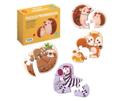 Dohe Pack de 4 Puzzles para Niños de 4/5 Piezas - Tematica Animales - Doble Capa de Carton - Capa Intermedia de Contrachapado - Estimula Imaginacion - A partir de 2 Años