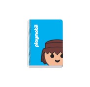 Dohe Playmobil Cuaderno Espiral A5 Cuadricula 4x4 80 hojas en Papel Offset 90gr - Cubierta Impresa a todo Color y Plastificada en Brillo - Guardas Impresas