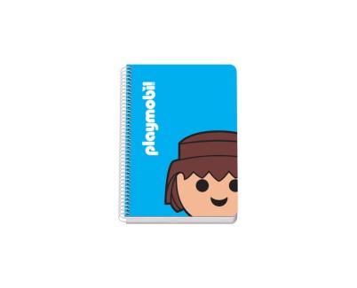 Dohe Playmobil Cuaderno Espiral A5 Cuadricula 4x4 80 hojas en Papel Offset 90gr - Cubierta Impresa a todo Color y Plastificada en Brillo - Guardas Impresas