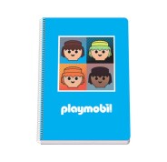 Dohe Playmobil Cuaderno Espiral Folio Cuadricula 4x4 80 hojas en Papel Offset 90gr - Cubierta Impresa a todo Color y Plastificada en Brillo - Guardas Impresas