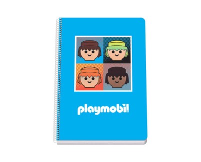 Dohe Playmobil Cuaderno Espiral Folio Cuadricula 4x4 80 hojas en Papel Offset 90gr - Cubierta Impresa a todo Color y Plastificada en Brillo - Guardas Impresas