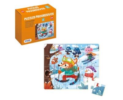 Dohe Puzzle Infantil de 20 Piezas - Tematica La Nieve - Fabricado en Doble Capa de Carton - Capa Intermedia de Contrachapado - Estimula la Imaginacion - A partir de 2 Años y Medio