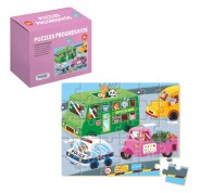 Dohe Puzzle Infantil de 30 Piezas - Tematica Vehiculos - Fabricado en Doble Capa de Carton - Capa Intermedia de Contrachapado - Estimula la Imaginacion - A partir de 3 Años