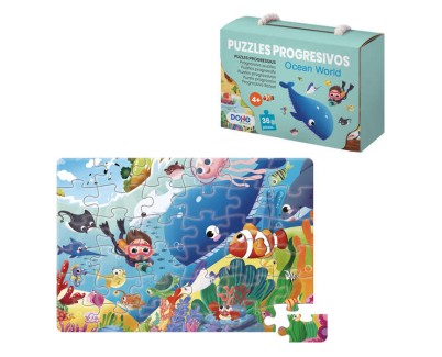 Dohe Puzzle Infantil de 36 Piezas - Tematica Animales del Oceano - Fabricado en Doble Capa de Carton - Capa Intermedia de Contrachapado - Estimula la Imaginacion