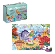 Dohe Puzzle Infantil de 36 Piezas - Tematica Dinosaurios - Doble Capa de Carton y Contrachapado - Estimula la Imaginacion