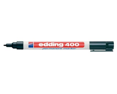 Edding 400 Rotulador Permanente - Punta Redonda - Trazo 1 mm. - Recargable - Secado Rapido - Color Negro