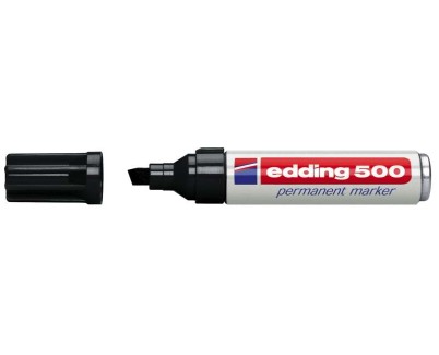 Edding 500 Rotulador Permanente - Punta Biselada - Trazo entre 2 y 7 mm. - Recargable - Secado Instantaneo - Color Negro