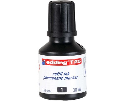 Edding T25 Bote de Recarga para Rotulador Permanente - Capacidad 30ml - Color Negro