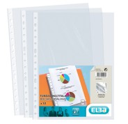 Elba Pack de 10 Fundas Multitaladro PP 70 Micras - Tamaño Folio - Acabado Cristal - Transparente