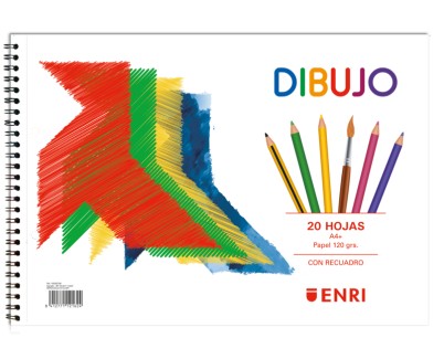 Enri Pajarita Bloc de Dibujo A4+ Tapa Blanda - 20 Hojas 120gr - Microperforado - 2 Taladros con Recuadro