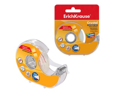 Erichkrause Cinta Adhesiva con Aplicador Crystal - 12mmx25m - Facil de Usar - Transparente