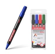 Erichkrause Pack de 4 Marcadores Permanente P-200 - Punta en Forma de Bala - Resistente al Daño y La Abrasion - Ancho de Escritura de 0.8 a 2.2 mm - Negro, Azul, Verde, Rojo