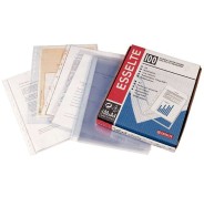 Esselte Pack de 100 Fundas Portadocumentos - Tamaño Cuarto - PVC Liso - Multitaladro-11 - Transparente