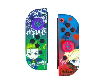 FR-TEC Joker & Harley Quinn Pack para Mando Nintendo Switch de Carcasa Rigida + Grips - Mejora el agarre y la Sensacion de Tacto