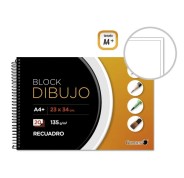 Golden Cuaderno de Dibujo A4 Plus - Papel de 135gr - 20 Hojas - Recuadro Interior Tamaño A4