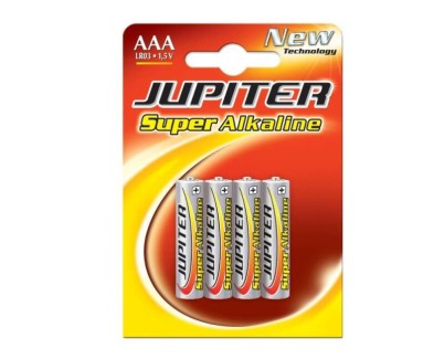 Jupiter Pack de 4 Pilas Alcalinas LR03 AAA - Alta Tecnologia - Fiabilidad - Elevado Rendimiento - Maximas Prestaciones