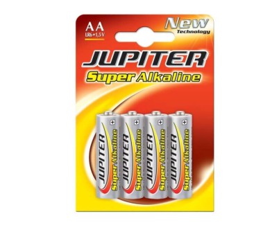 Jupiter Pack de 4 Pilas Alcalinas LR6 AA - Alta Tecnologia - Fiabilidad - Elevado Rendimiento - Maximas Prestaciones