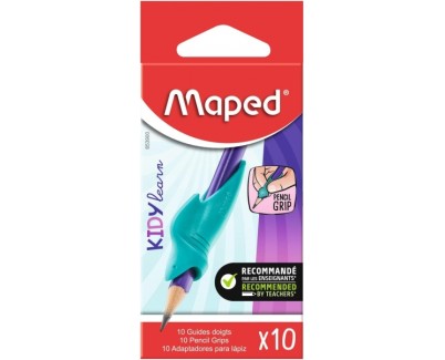 Maped Kidy Lern Pack de 10 Guias de Lapiz para Dedos - Modelo Tiburon - Guia Extraible - Apta para la Mayoria de Lapices - Para Alumnos de 3 a 7 Años