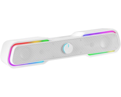 Mars Gaming Barra de Sonido Gaming 10W - Procesador de Sonido DSP - Iluminacion RGB - Conexion Jack + Bluetooth 5.0 - Color Blanco